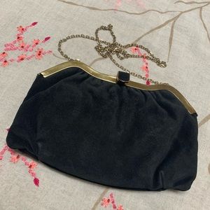 Retro crossbody bag black suede